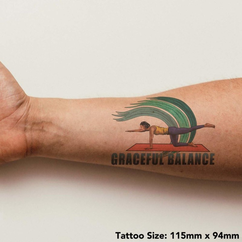 Large 'Dynamic Yoga Stretching Posture' Temporary Tattoo (TO00074473)