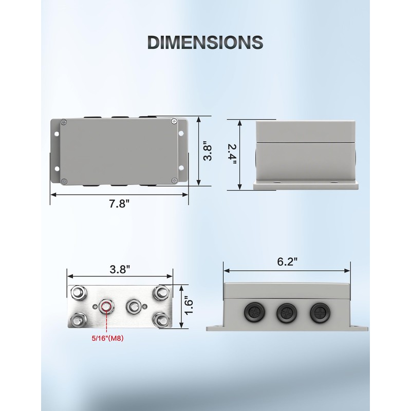 Jamgoer 500A 12V Bus Bar Heavy Duty Power Distribution Block