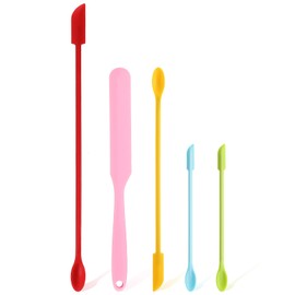 Heclia 5Pcs Beauty Spatulas, Silicone Makeup Spatulas for Women Multicolor Spatula Set, Reusable Beauty Spatula Stir Sticks for Cosmetic and Kitchen Jar, Scraper Silicone Wax Stick Small Spoon
