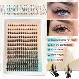 Manga Lash Clusters Wispy Eyelash Extensions 192 Pcs Anime Eyelashes Cluster CC-Curly Fairy Lashes Clusters Natural Look 8-16MM Spikes Individual Lash Extension Pack