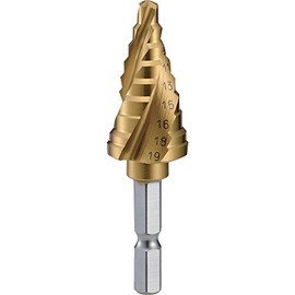 TRUSCO 3S-NMS-19G Hexagonal Shaft Step Drill, 3 Blades, Titanium Coating, 0.2 - 0.7 inches (5 - 19 mm)