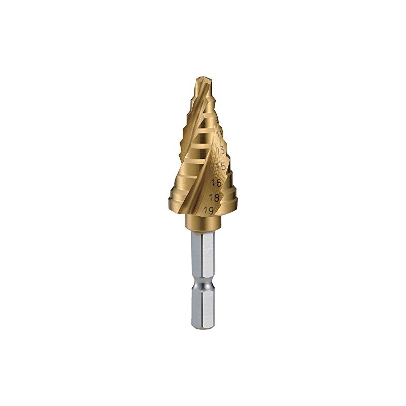 TRUSCO 3S-NMS-19G Hexagonal Shaft Step Drill, 3 Blades, Titanium Coating,