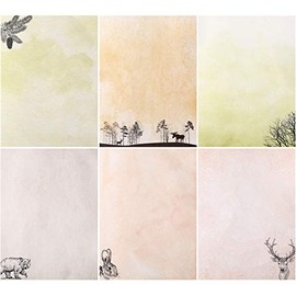 60 Sheets Stationary writing paper with 6 Forest and Animals Styles Writing Stationary Papers Letter Double Sided Writing Paper, 8.5 x 11 Inch