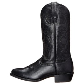 ANUFER Men's Stylish Embroidered Cowboy Boots Western Heel Pointed Toe Slip-On Mid Calf Boots Black SN071164 UK5