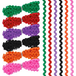 Keadic 27 Yard/25m Wave Bending Fringe Trim, 5mm/0.2 Inch Rick Rack Lace Ribbon for Sewing Clothes Dress Embellishment Party Decoration Craft Supply (Multi Color)