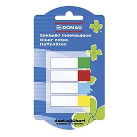Filing Index Tabs DONAU PP 12x45mm 4x20 Tabs Assorted Colours/Paper and Labels/Ecology-N.a. / Type-Standard/Kind-N.a. / Shape-Standard/Material-PP/Colour-Assorted Colours