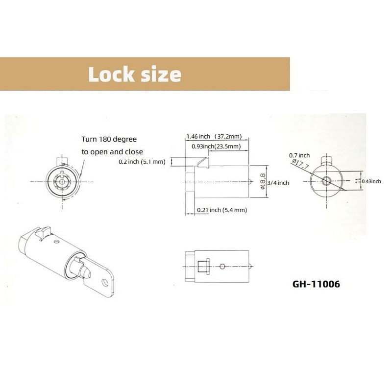 Goodheng Locks Vending Machine Lock,7 Pins Cylinder Lock with Tubular