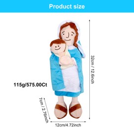 HENGBIRD 12.75 Inch Jesus Plush Toy with Virgin Dolls Mary Religious Toy Filled Baby Jesus Virgin Mary Plush Toy Children Gifts Christian Christening Easter Christmas