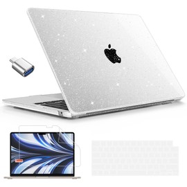 Mektron Case for MacBook Air 15 INCH 2024 M3 A3114 /2023 M2 A2941 Case with 15.3" Liquid Retina Display & Touch ID Cover, Plastic Hard Shell with Screen Protector, Glitter Clear