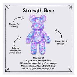 Kvekstio Bear Gift, Pocket Bear Hug, Stress Relief, Mental Health, Emotional Support, Pick Me Up, Back to School Anxiety Gift, Purple, Medium