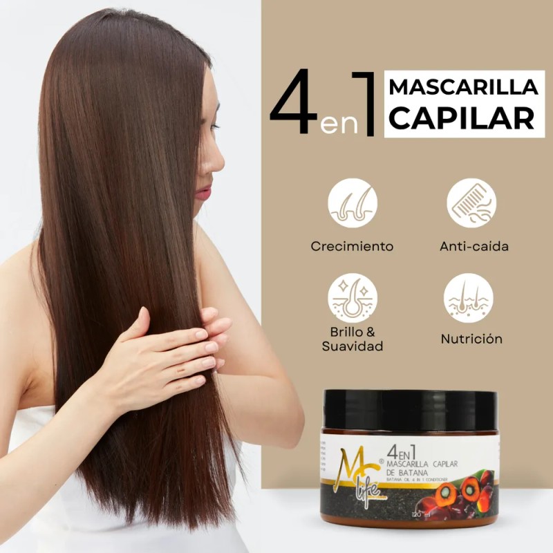 Mascarilla Capilar Batana 4-1, Brillo, Reduce Caída. Mc Life