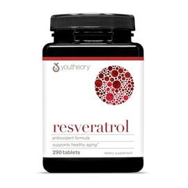 Youtheory Resveratrol Advanced Antioxidant Formula - 290 Tablets (72 Day Supply) - ResVida Trans-Resveratrol Supplement - Grape Seed Extract & Super-F