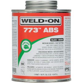 Weld-On 10244 773 ABS Medium-Bodied High Strength Solvent Cement - Fast Setting and Low-VOC, Black, 1 Pint (16 fl oz)