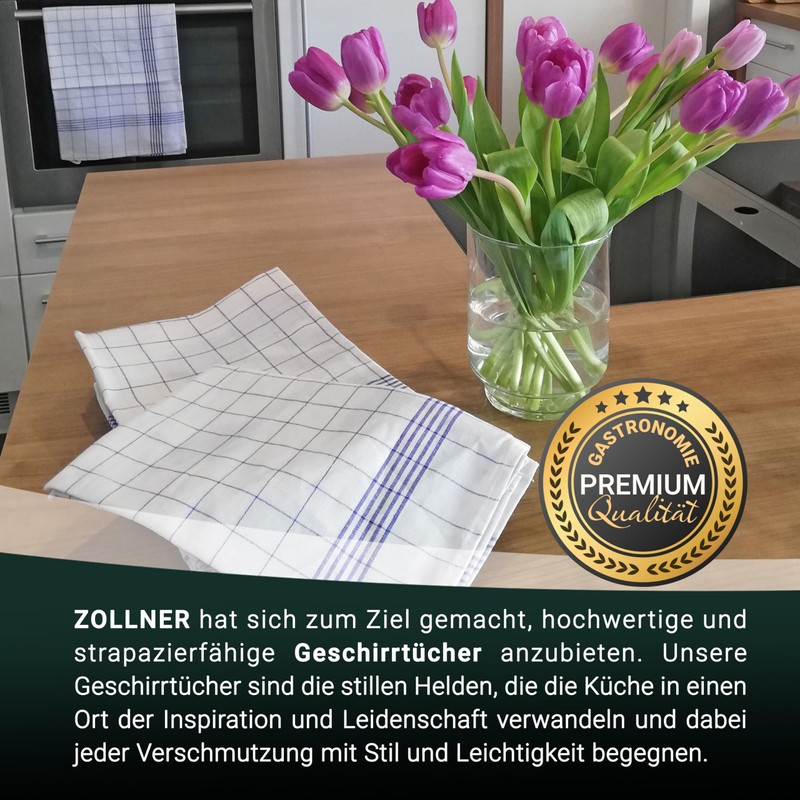Zollner 001 Tea Towels, Half Linen, 50 x 70 cm,