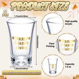 Potchen 6 Set Friendsgiving Party Favors for Guests Including Clear Acrylic Shot Glasses, Thank You Cards, Yellow Autumn Holiday Organza Gift Bags, Friendsgiving Thanksgiving Party Decorations