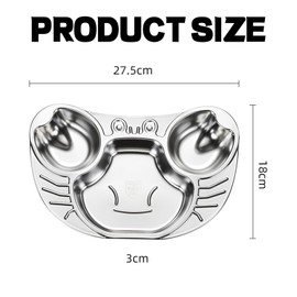 Zuzer Stainless Steel Baby Plate, Cartoon Animal Shape Children's Plate, BPA-Free Baby Plate, Learning to Eat Plate, Divided Plate, Dishwasher Safe
