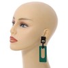 Statement Green/Black Square Acrylic Drop Earrings - 90mm Long