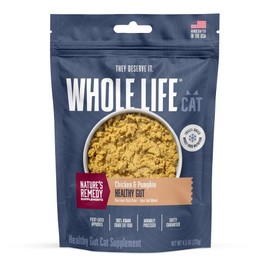 Whole Life Pet Healthy Gut Daily Cat Supplements, Cat Probiotics for Constipation Relief, Anti Diarrhea, Vomit Remedy & Digestive Support, Pumpkin Puree for Cats, Cat Health Supplies - 30-Day Supply