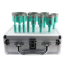 LEKOMESH Diamond Core Drill Bits Set 11pcs Tile Hole Saw Kit Triangle Shank(6/6/8/10/20/25/32/35/45/50/65mm)