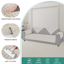 Foxdecor Couch Cover Sofa Covers Washable, Dog Bed Cover Couch Covers for 3 Cushion Couch Sofa Pet Friendly, Dog Couch Cover Furniture Covers for Pets.(Cream 32x53 inch)