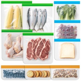 JSVSLTD Reusable Food Storage Bags - 10 Pack Freezer Bags - Extra Thick Preservation Bags, Leakproof Silicone Bag for Meal Prep, Kitchen Organization - 4 Gallon 3 Sandwich 3 Snack Bags