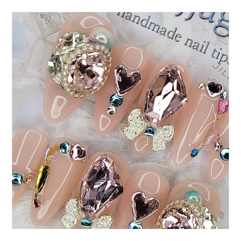 Lovely V-Cut Handmade Nail Tips - Water Drop / 러블리