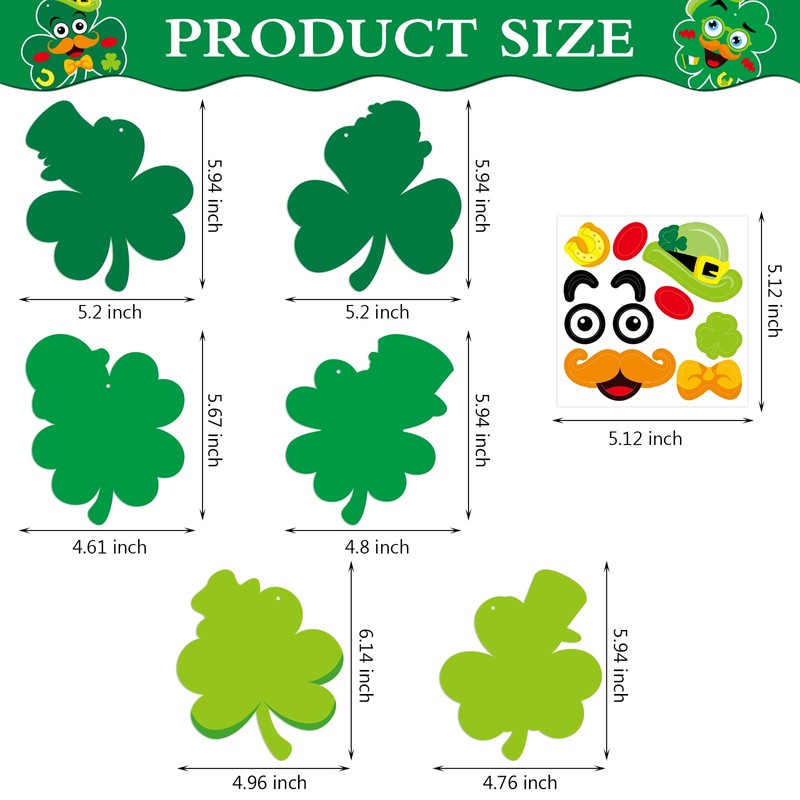STEFORD 24 Pcs St. Patrick's Day Craft Kits for Kids,