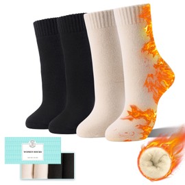 4 Pairs Thick Thermal Socks for Women Extreme Cold Weather Winter Warm Socks Soft Cozy Womens Crew Socks with Gifts Box, Solid Color-c4, 5-9