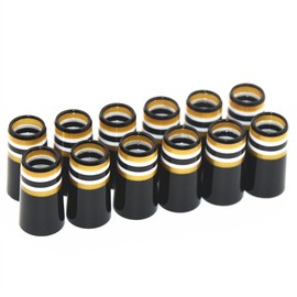 Mykepoda 12pcs Premium Gold/White/Black Stripes Golf Iron Ferrules .370 Universal Ferrules Caps for Carbon Fiber Golf Iron Shaft
