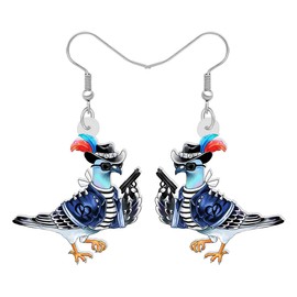 DALANE - arete colgantes de acrílico con diseño de calavera pirata y paloma, diseño de pájaros, regalo novedoso para mujeres, Mediano, Acrílico, No es una piedra preciosa