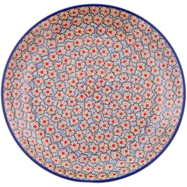 Authentic Polish Pottery Dinner Plate Signature UNIKAT in Black Daisies