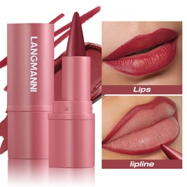 Jolilab 2Pcs 2 in 1 Lip Liner Lipstick Set, Gradient Matte Nude Velvet Lip Liner Pencil High Pigmented Long Lasting Natural Smooth Lip Makeup Easy-to-Use Crayon Form and Cone Tip（05#+06#.）