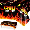 PHOGARY Chili Cook-Off Tablecloth, 3PCS Plastic Chili Pepper & Flame