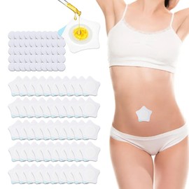 Viiotu 50pcs Castor Oil Patches + 50 Cotton Cores, Breathable Non-Woven for Women, Portable Multi-Layer Anti-Leak Strong Adhesion Castor Oil Pack, 7cm/2.75in