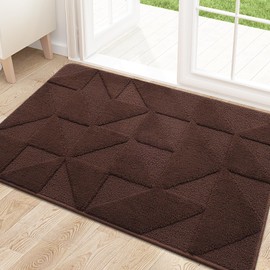 OLANLY Door Mats Indoor, Non-Slip, Absorbent, Dirt Resist, Entrance Washable Mat, Low-Profile Inside Entry Doormat for Entryway (32x20 inches, Dark Brown)
