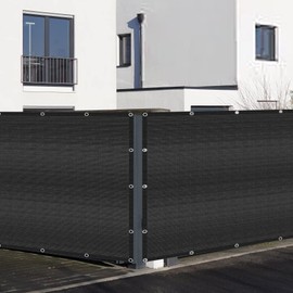 Black 8' x 8' Fence Privacy Screen Commercial Outdoor Backyard Shade Windscreen Mesh Fabric