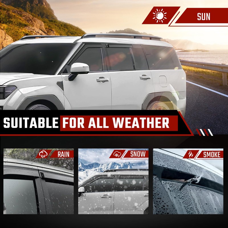 ISINLASSO Tape-On Rain Guards Compatible with Hyundai Santa FE 2024