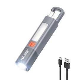 Smiling Shark Flashlights,Recargeable Flashlight LED with 3 Modes & Hook and Zoomable & Waterproof 2-in-1 Flash Light and Side Light for Camping/Home/Emergency,G1 (Gray)