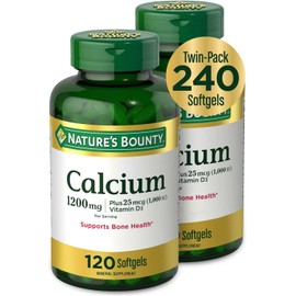 Nature's Bounty Calcium 1200 mg with Vitamin D3 - Bone Health Softgels, Calcium and Vitamin D Supplement, 120 Ct (2-Pack)