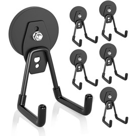 ENUODA Strong Magnetic Hooks 6 Pack Large Rare Earth Magnet Hooks Heavy Duty Utility Magnetic Tool Holder for Garage Organization, to Hang Ladder, Power Tool, Toolbox, Shovel, Broom, Van, Cabinet