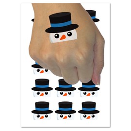 Peeking Snowman Winter Christmas Temporary Tattoo Water Resistant Fake Body Art Set Collection - 54 1" Tattoos (1 Sheet)