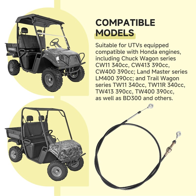 2-11010 Throttle Cable Replacement, Compatible with Honda-Engine Equipped UTVs, Compatible