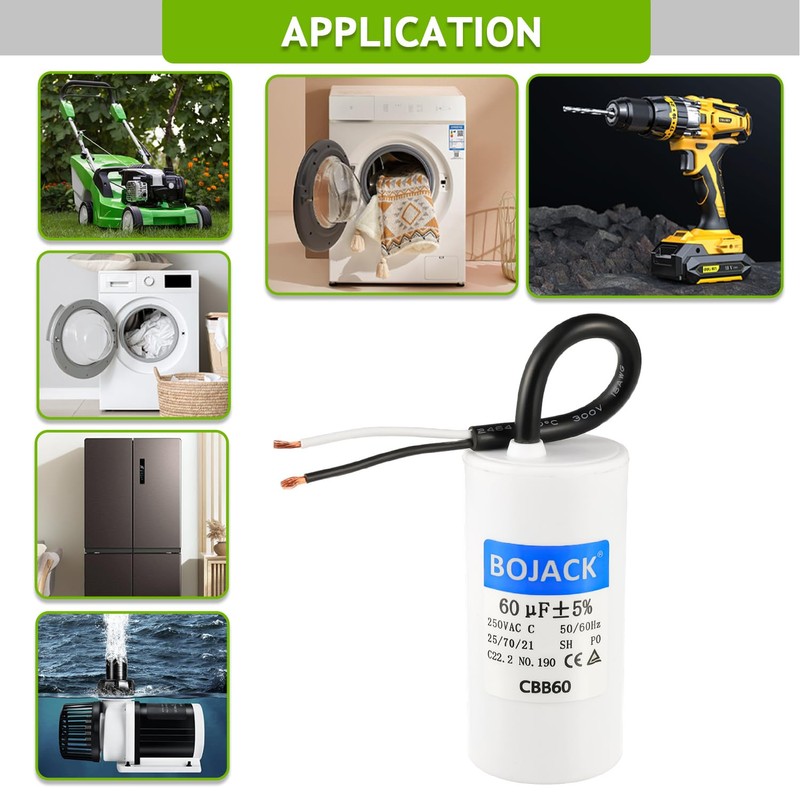 BOJACK Run Capacitor 60 uF MFD 250V AC120 MFD CBB60