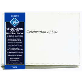 Celebration of Life | Condolence Book | Loose Leaf Inner Page Format | Presentation Boxed | White - Size 265 x 195mm