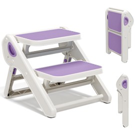 Foldable Toddler Step Stool for Bathroom Sink - 2-Step Kids Stool for Potty Training, Kitchen Counter & Bedroom, Sturdy Non-Slip Child Safety Stool Helper