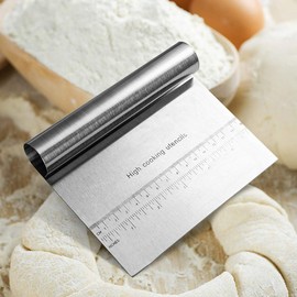 Youery Stainless Steel Bench Dough Scraper，Scraper Chopper Dough Cutter with Measuring Guide，Cake Pizza Bread Cutter Cooking Utensil Kitchen Flour Pastry Baking Tools