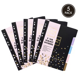 Pukka Pad, Rochelle & Jess A4 5-Part Divider Set – 5 Reversible Subject Dividers with Gorgeous Designs and Bright Colours on Reverse – 11-Hole Punch Design on 250GSM Board - 5 Sets