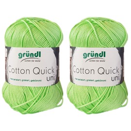 2 x 50 g Gründl Cotton Quick 100% Cotton, Crochet Yarn Mercerised, Gassed, Combed with Instructions for a Guinea Pig (103 Pastel Green)