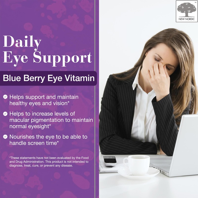 NEW NORDIC Blueberry Eye Health Supplement with Lutein 60 Tablets