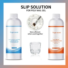 BEVINAS Slip Solution Kit Slip Solution & Nail Brush Cleaner Slip Solution for Poly Gel Nails Quickly Clean Nail Brushes with Glass Cup Nail Cleaning pads Easy DIY Poly Gel Nail at Home